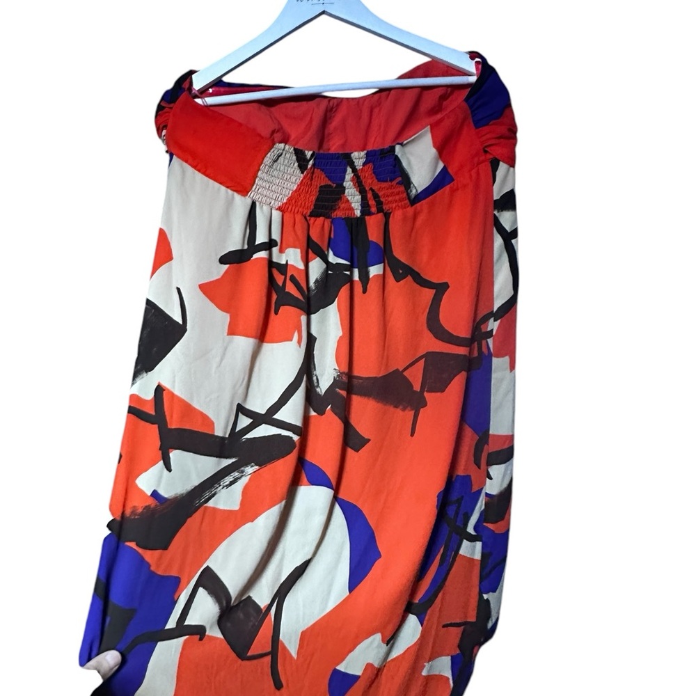 Abstract Print Flowy Swim Suit Cover Or Sexy Top Strapless Flowy Beautiful XL - Picture 6 of 15